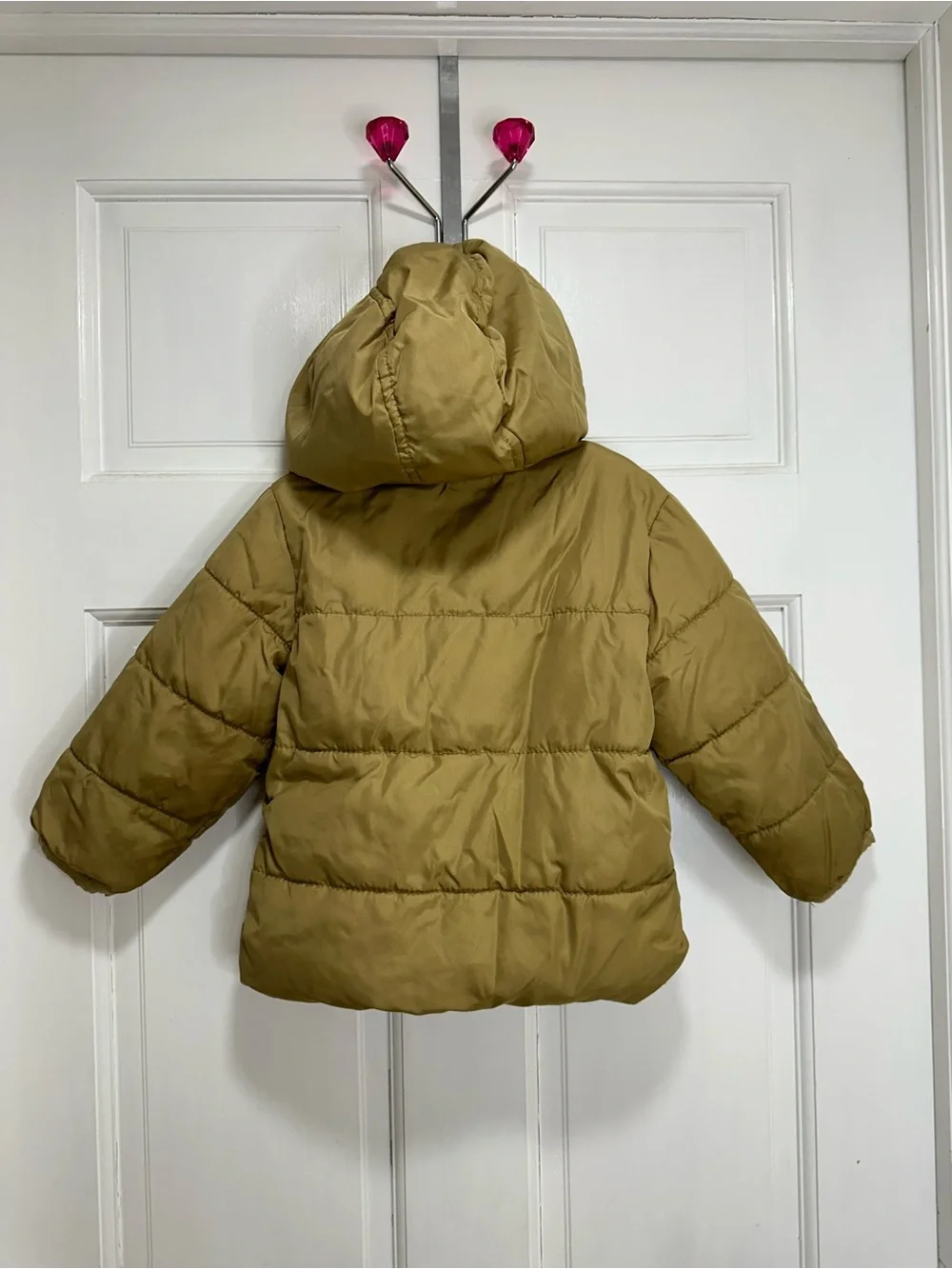 Old Navy Puffer Jacket in Woodwork Toddler Size 2T Hooded Water Resistant Tan